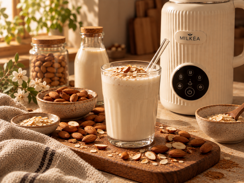 Lait d'amande maison, recette à la machine à lait végétal